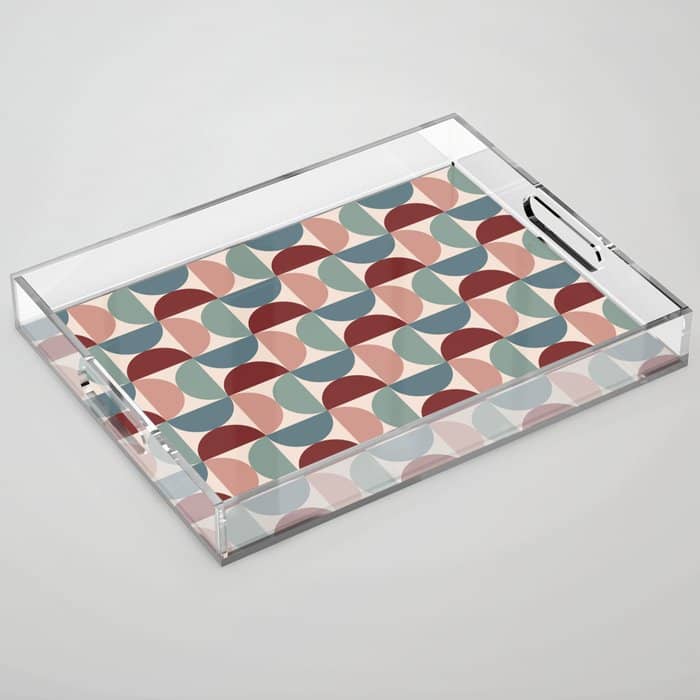 Bauhaus Mid Century Modern Geometric Pattern Xv Acrylic Tray