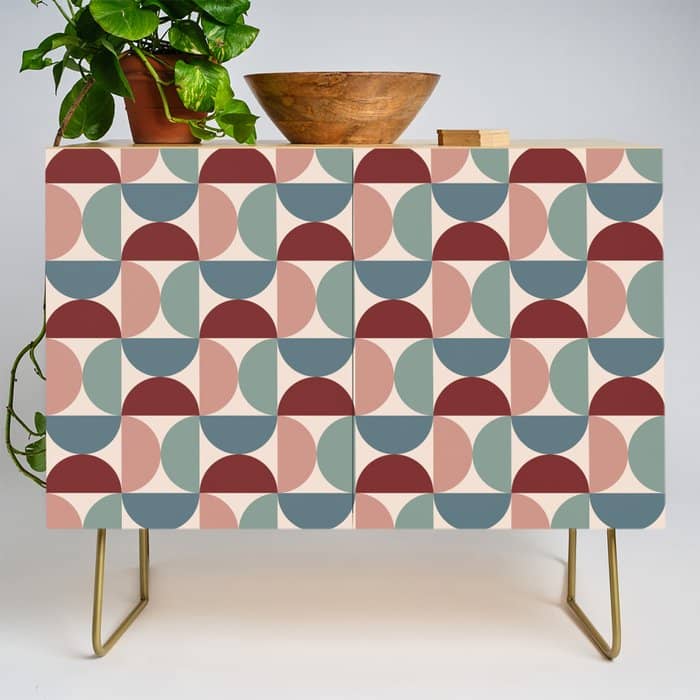 Bauhaus Mid Century Modern Geometric Pattern Xv Credenza