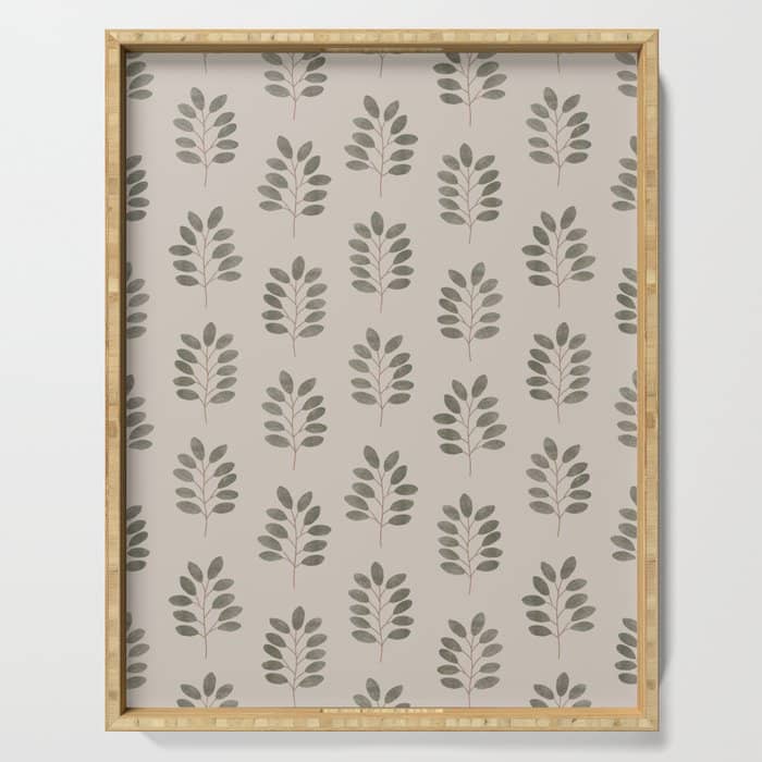 Noble Branches - Pewter And Olive Serving Tray