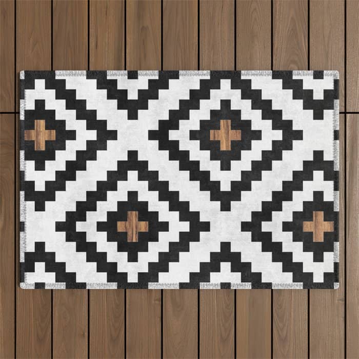 Urban Tribal Pattern No.16 - Aztec - Concrete And Wood Outdoor Rug