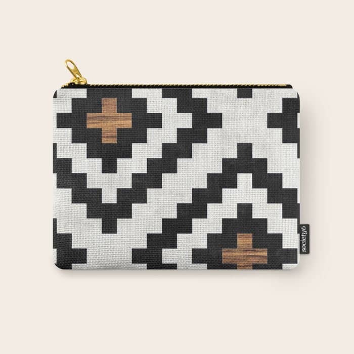 Urban Tribal Pattern No.16 - Aztec - Concrete And Wood Carry All Pouch