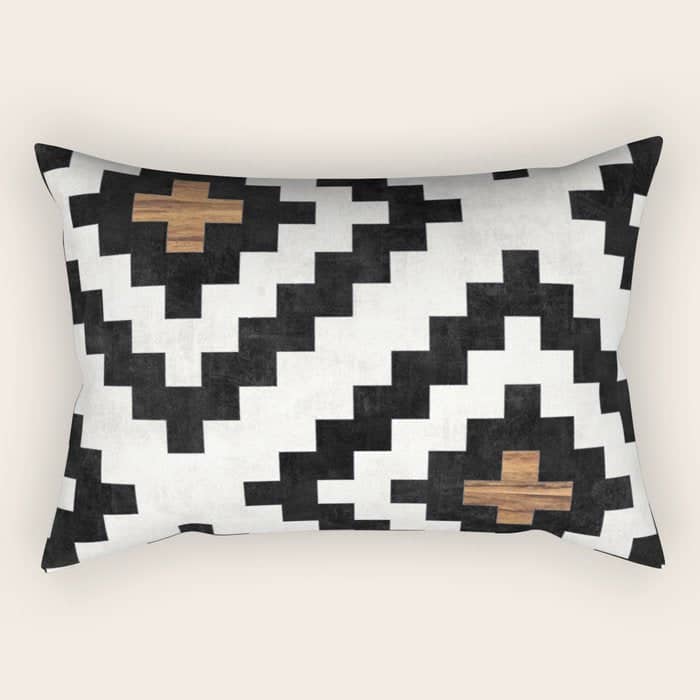 Urban Tribal Pattern No.16 - Aztec - Concrete And Wood Rectangular Pillow