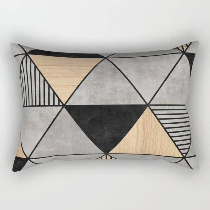 Concrete And Wood Triangles 2 Rectangular Pillow