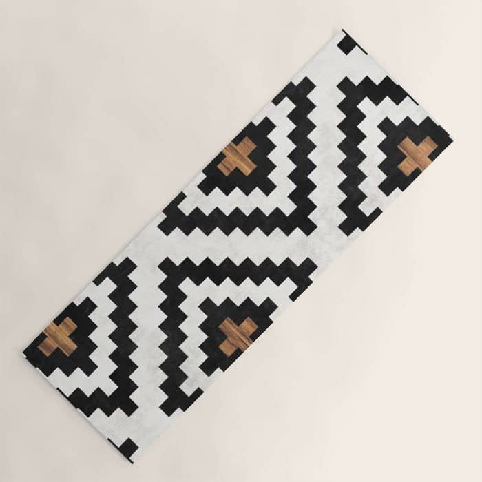 Urban Tribal Pattern No.16 - Aztec - Concrete And Wood Yoga Mat