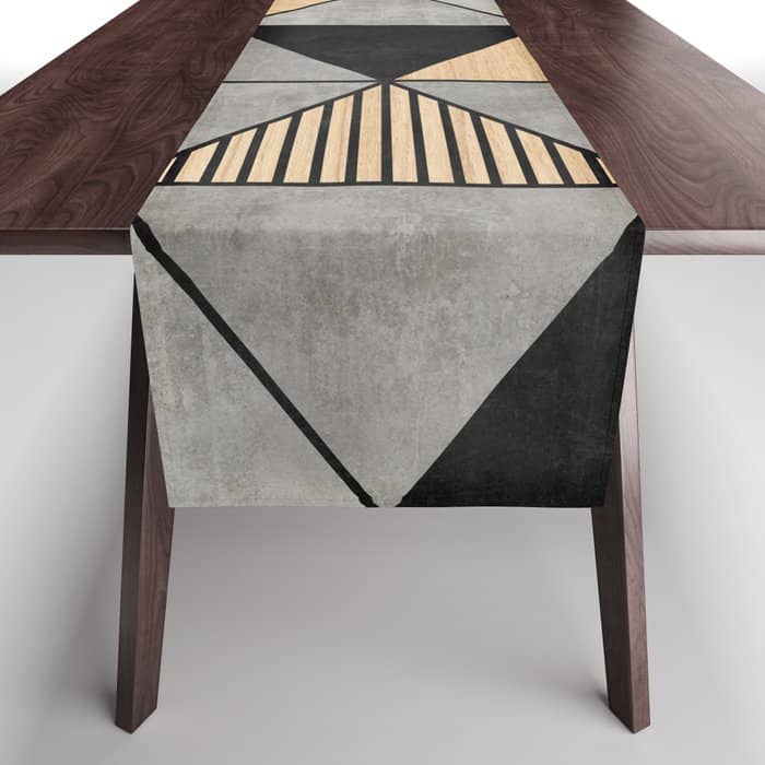 Concrete And Wood Triangles 2 Table Runner