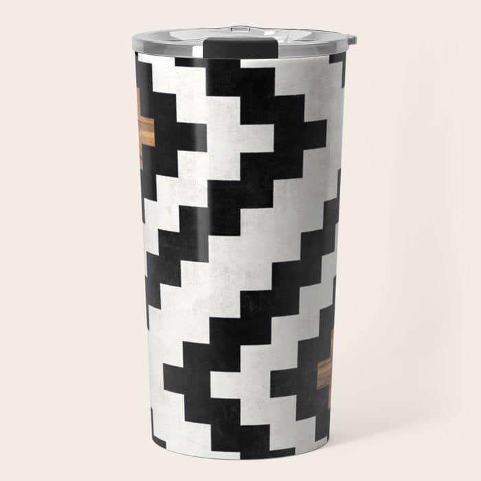 Urban Tribal Pattern No.16 - Aztec - Concrete And Wood Travel Mug