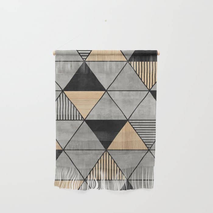 Concrete And Wood Triangles 2 Wall Hanging