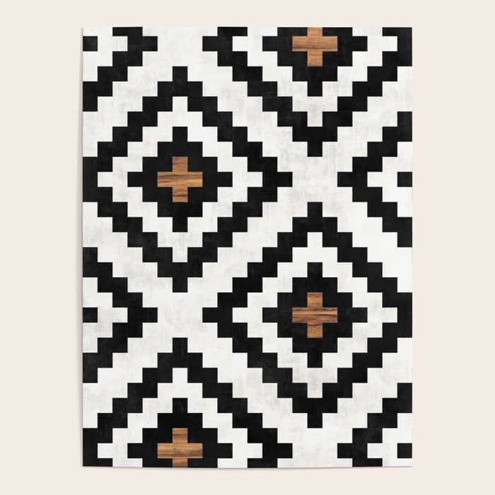 Urban Tribal Pattern No.16 - Aztec - Concrete And Wood Poster