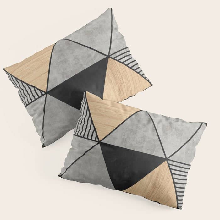 Concrete And Wood Triangles 2 Pillow Sham