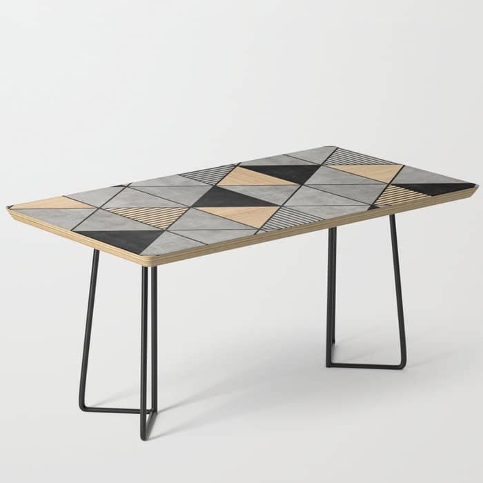 Concrete And Wood Triangles 2 Coffee Table