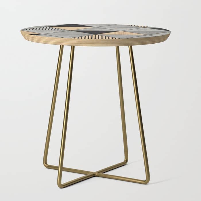 Concrete And Wood Triangles 2 Side Table