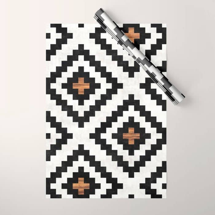 Urban Tribal Pattern No.16 - Aztec - Concrete And Wood Wrapping Paper
