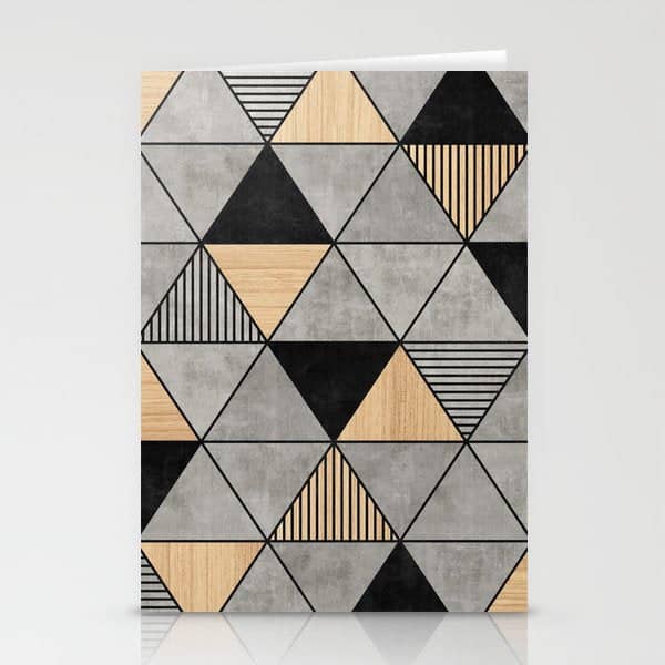 Concrete And Wood Triangles 2 Stationery Card
