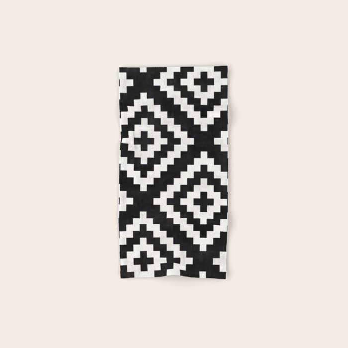 Urban Tribal Pattern No.17 - Aztec - Black And White Concrete Bath Towel
