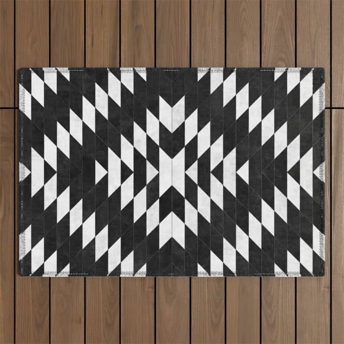 Urban Tribal Pattern No.14 - Aztec - Black Concrete Outdoor Rug