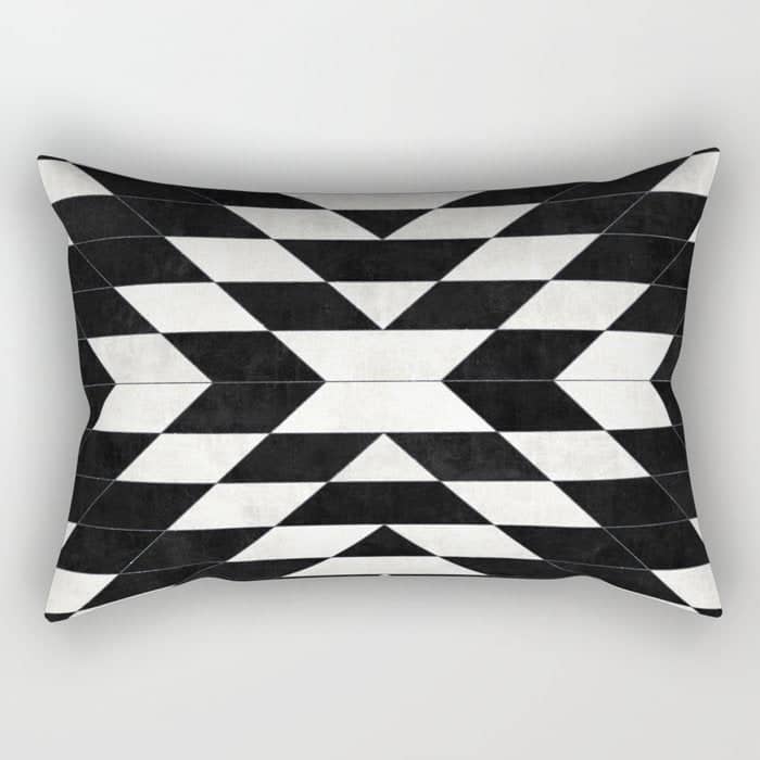 Urban Tribal Pattern No.14 - Aztec - Black Concrete Rectangular Pillow