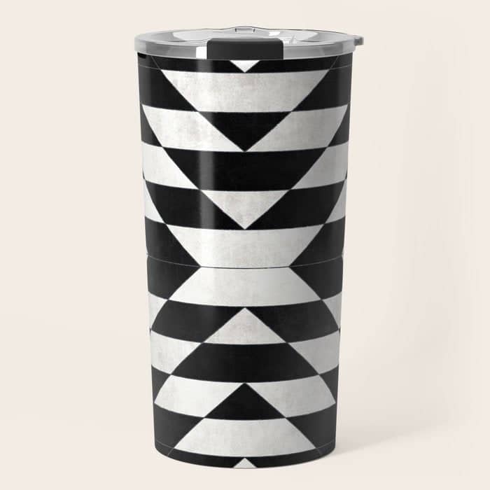 Urban Tribal Pattern No.14 - Aztec - Black Concrete Travel Mug