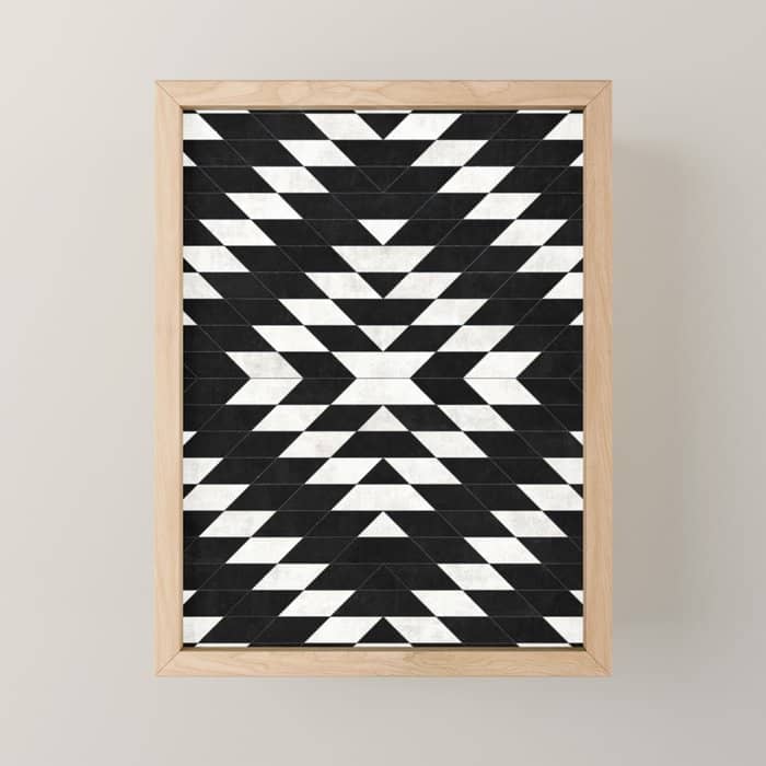 Urban Tribal Pattern No.14 - Aztec - Black Concrete Mini Art Print