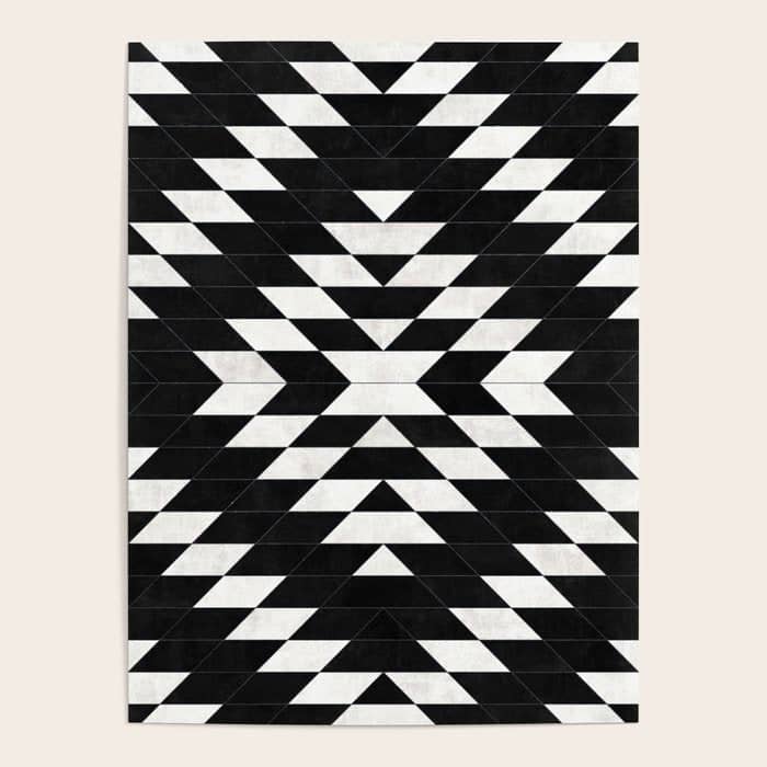 Urban Tribal Pattern No.14 - Aztec - Black Concrete Poster