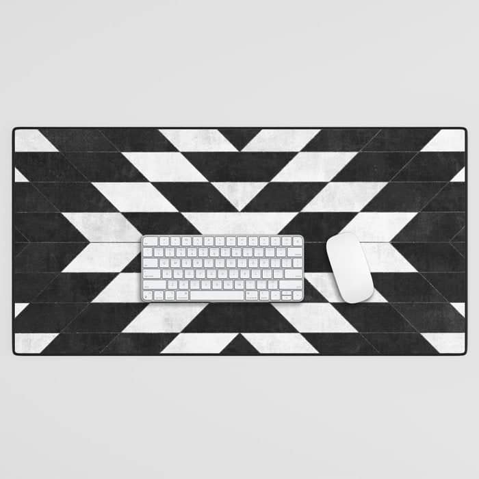 Urban Tribal Pattern No.14 - Aztec - Black Concrete Desk Mat