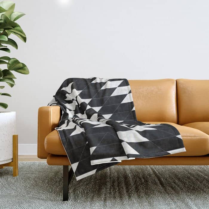 Urban Tribal Pattern No.14 - Aztec - Black Concrete Throw Blanket