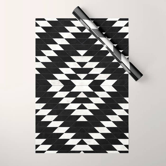 Urban Tribal Pattern No.14 - Aztec - Black Concrete Wrapping Paper