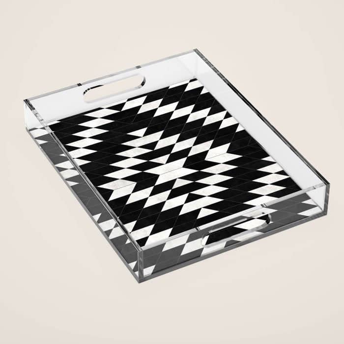 Urban Tribal Pattern No.14 - Aztec - Black Concrete Acrylic Tray