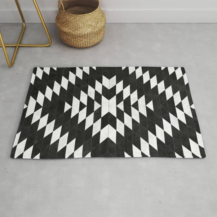 Urban Tribal Pattern No.14 - Aztec - Black Concrete Rug