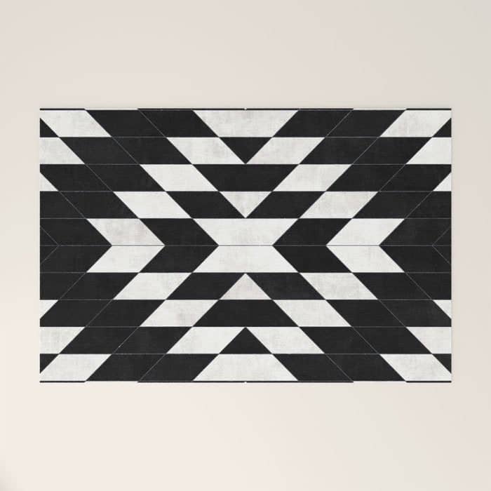 Urban Tribal Pattern No.14 - Aztec - Black Concrete Welcome Mat