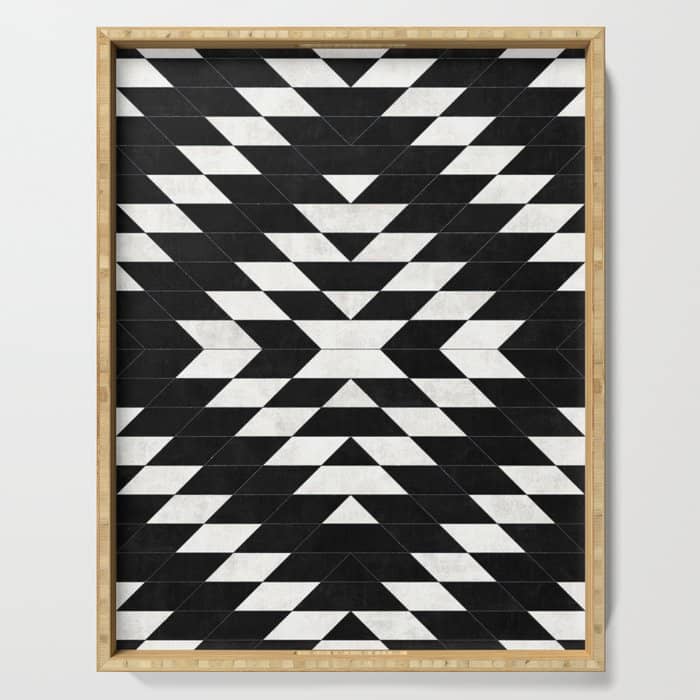 Urban Tribal Pattern No.14 - Aztec - Black Concrete Serving Tray