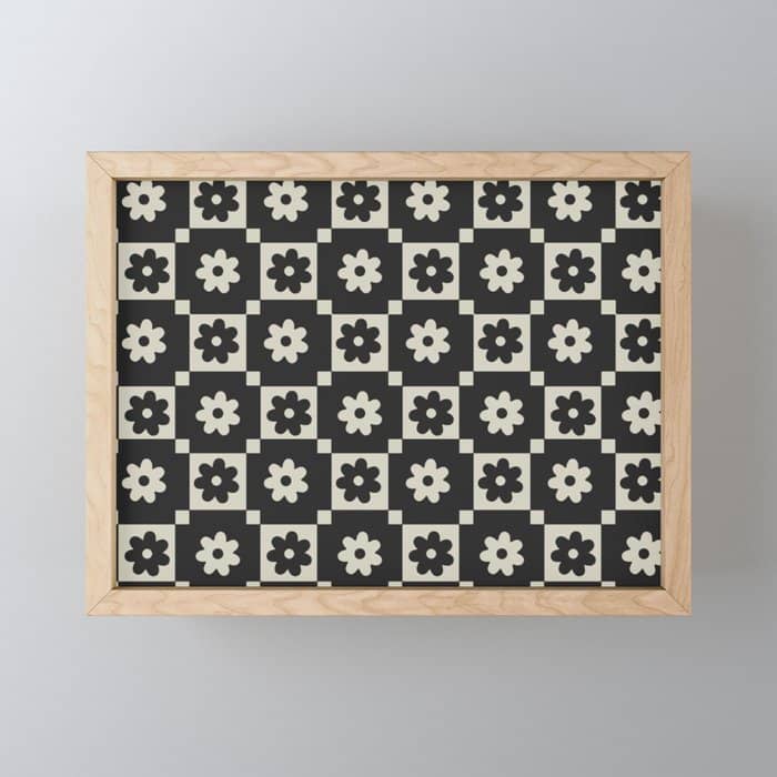 Checkered Daisy - Black Ink Mini Art Print