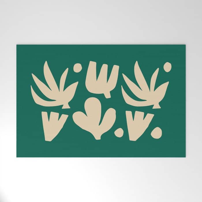 Bottle Green Collage: Paper Cutouts Matisse Edition Welcome Mat