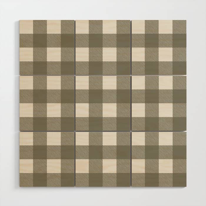 Gingham Cloth / Olive Checks Wood Wall Art