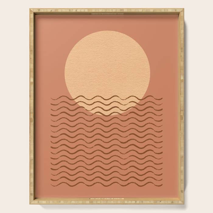 Ocean Wave Terracotta - Mid Century Modern Serving Tray