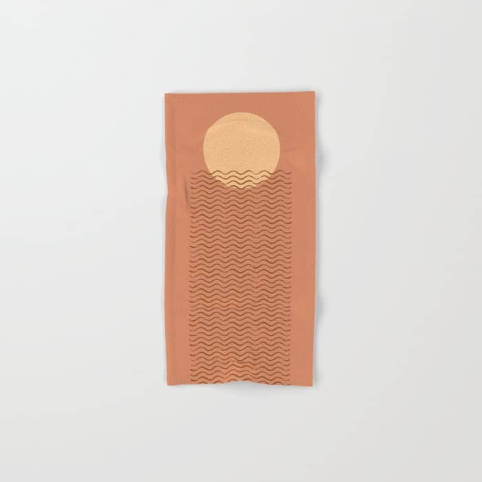 Ocean Wave Terracotta - Mid Century Modern Bath Towel