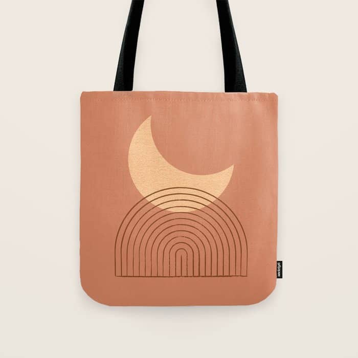 Moon Mountain Terra Orange - Mid Century Modern Tote Bag