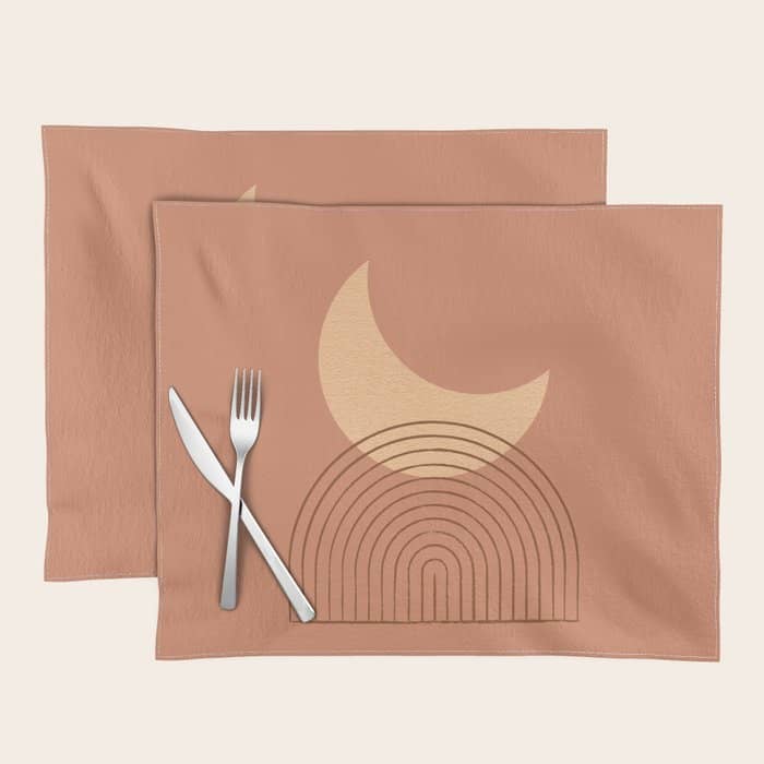 Moon Mountain Terra Orange - Mid Century Modern Placemat