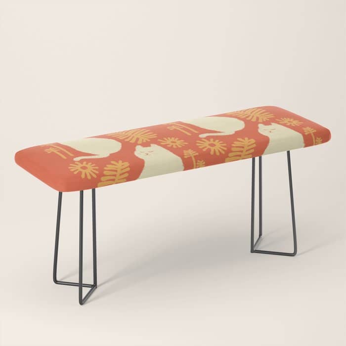 Abstraction Minimal Cat 27red Happy Go Lucky Bench