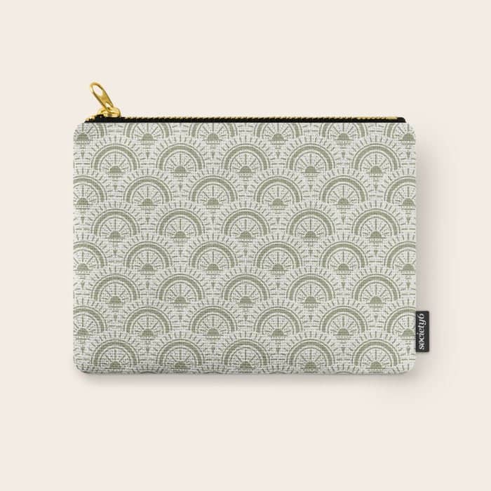 Surfside Deco . Lush Green On Neutral Carry All Pouch