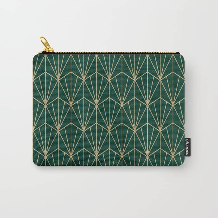 Art Deco Vector In Green And Gold Carry All Pouch