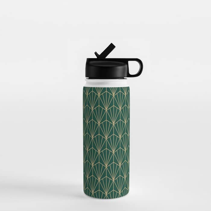 Art Deco Vector In Green And Gold Water Bottle