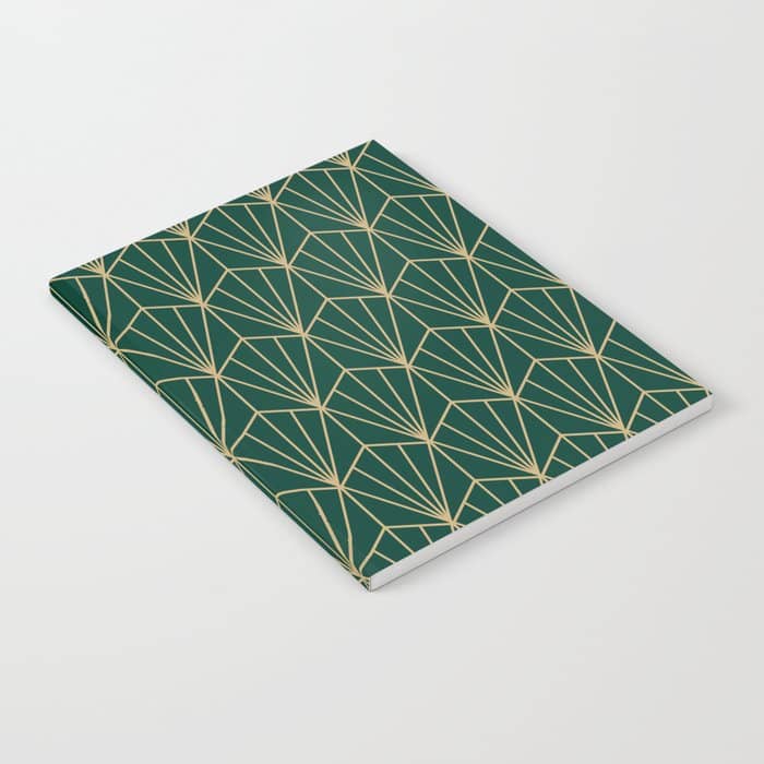 Art Deco Vector In Green And Gold Notebook