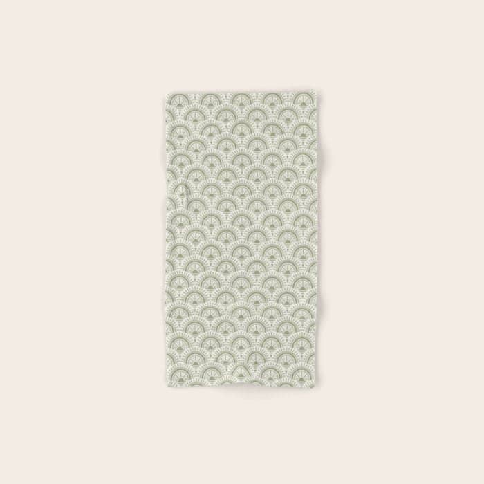 Surfside Deco . Lush Green On Neutral Bath Towel
