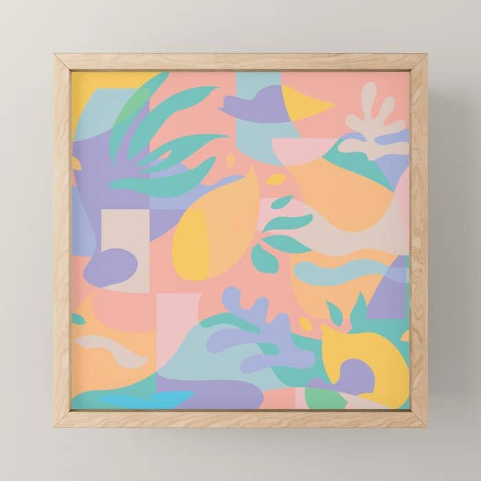 Lemons In Amalfi / Abstract Shapes, Pink, Turquoise, Yellow, Lavender Mini Art Print