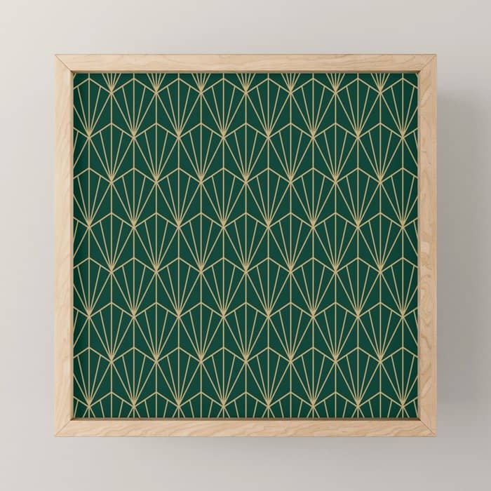 Art Deco Vector In Green And Gold Mini Art Print