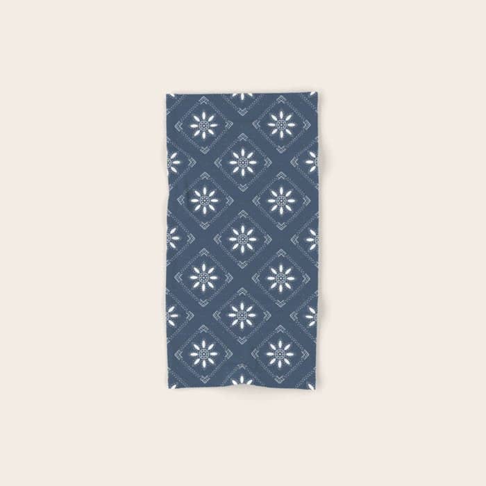 Scandinavian Classic Blue Squares Bath Towel