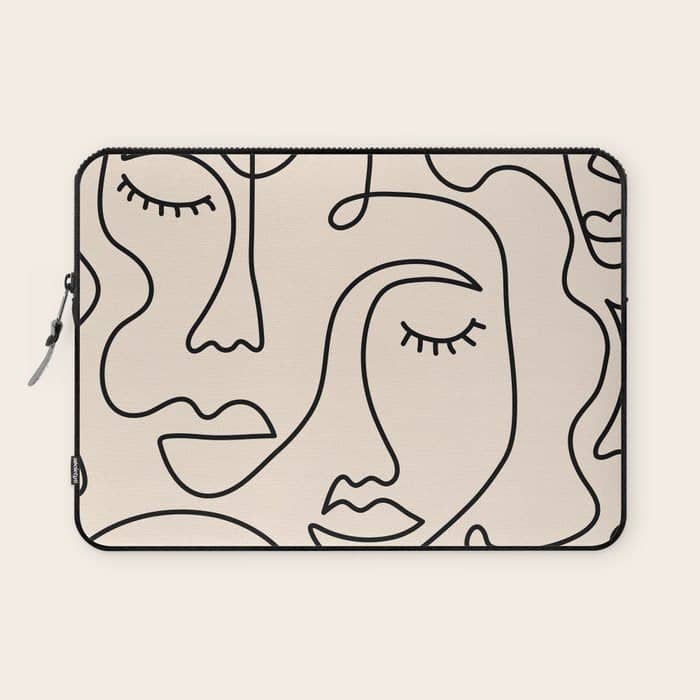 Abstract Single Line Face  Laptop Sleeve