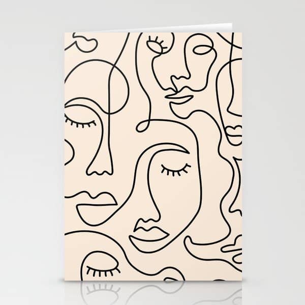 Abstract Single Line Face  Stationery Card