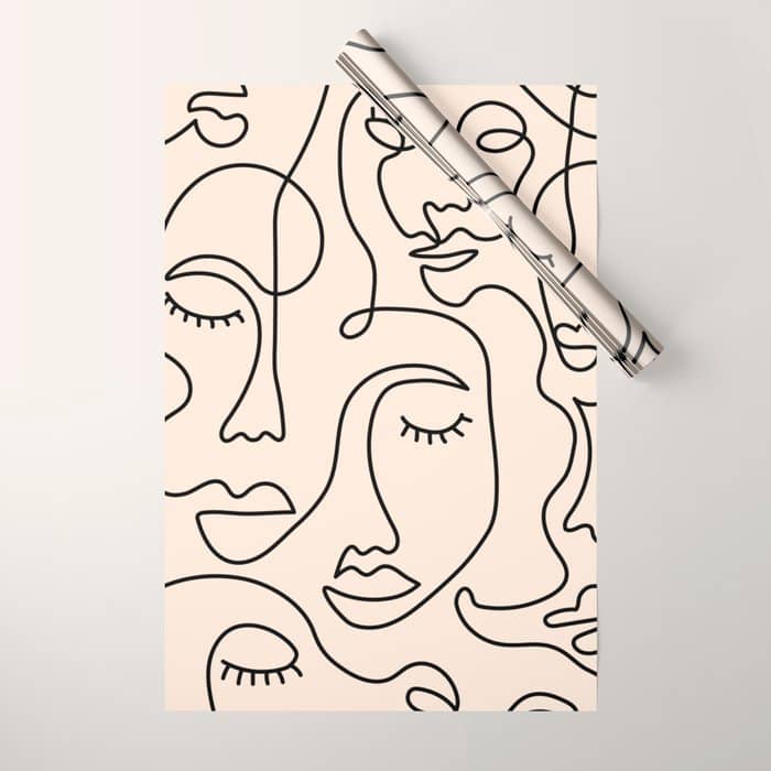 Abstract Single Line Face  Wrapping Paper