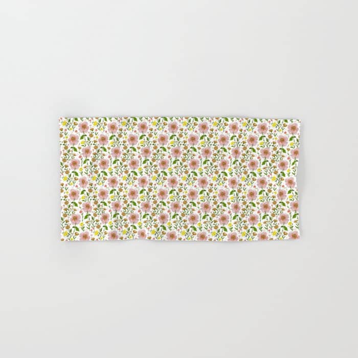 Summer Floral - Pink & Yellow Bath Towel